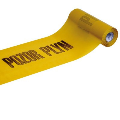 Výstražná fólie potisk 'POZOR PLYN' žlutá, 300mmx100m (tl.0,08mm)