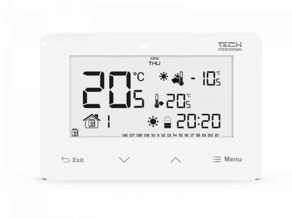 TECH EU-293 V3 drátový pokojový termostat bílý