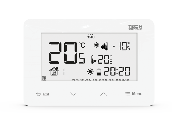 TECH EU-293 V3 drátový pokojový termostat bílý
