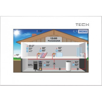 TECH EU-281 drátový pokojový termostat RS 2mm sklo - bílý rámeček