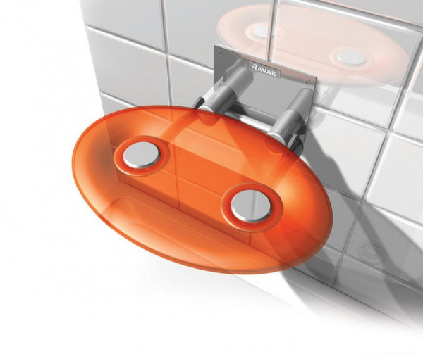 Ravak OVO-P II Orange Sprchové sedátko, průsvitně oranžová