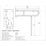 Help sklopný úchyt ve tvaru U 600mm s opěrnou nohou, bílý