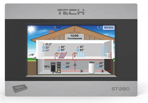 TECH EU-280 drátový pokojový termostat RS