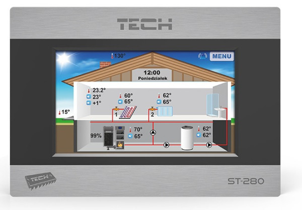TECH EU-280 drátový pokojový termostat RS