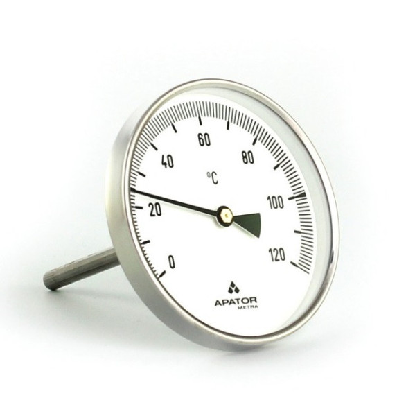 Teploměr bimetalový DN 100, 0 - 120 °C, zadní vývod 1/2', jímka 250 mm
