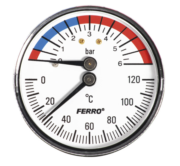 Termomanometr G1/4'x0-6Bar, 0-120°C zadní pr.63mm