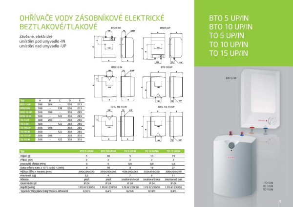 Ohřívač Dražice BTO 5 IN elektrický beztlakový spodní