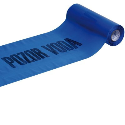 Výstražná fólie potisk 'POZOR VODA' modrá, 220mmx100m (tl.0,08mm)